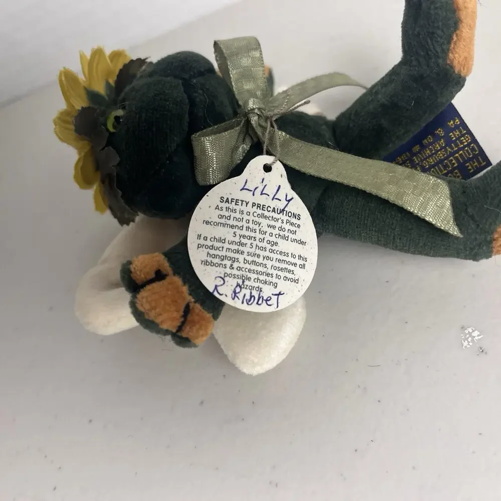Boyds Bears Lilly R Ribbit Frog Sunflower Angel Wings Ornament 5in Vintage Plush